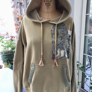 One Of A Kind Upcycled / Embellished Sweatshirt Hoodie.